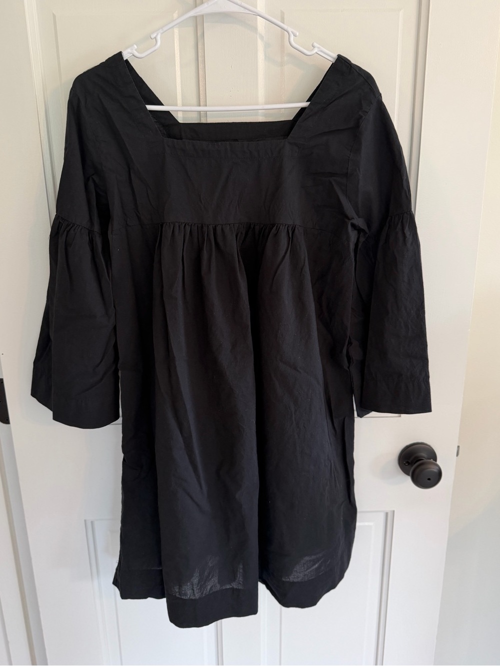 Natural Life Black Cotton Babydoll Shift Dress Size S Square Neck Boho